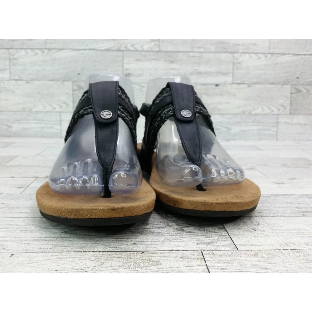 Women's Tamaris Thong‎ Sandals Black Straps Flats Size EU 38 US 7.5/8 Shoes